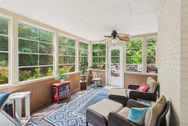 23 Bacon Rd, Head Of The Harbor, NY 11780 - sunroom / solarium with ceiling fan and an outdoor hangout area