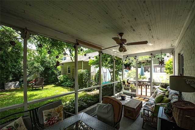 227 Elm St, West Hempstead, NY 11552 - sunroom / solarium with a ceiling fan