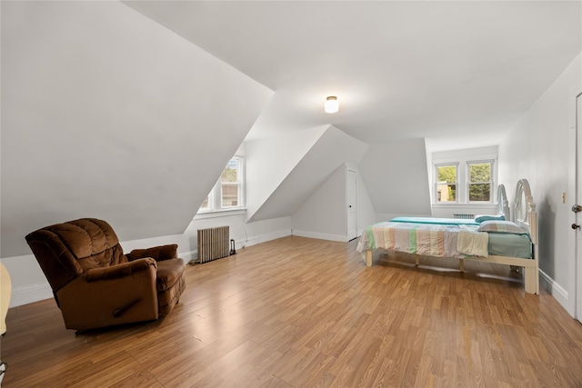 610 Van Cortlandt Park Ave, Yonkers, NY 10705 - bedroom with radiator heating unit, wood finished floors, and lofted ceiling