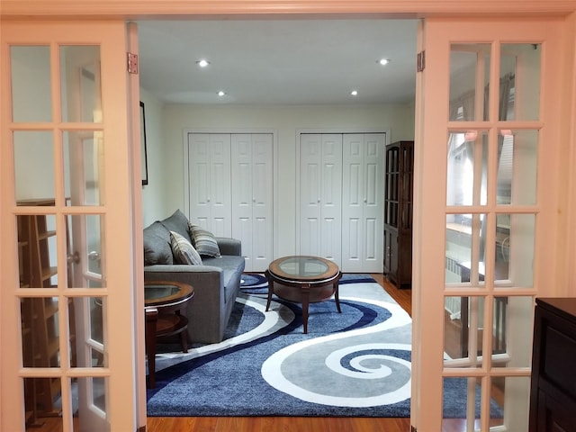 102-25 67th Rd Unit 5D, Forest Hills, NY 11375 - living room with wood finished floors and french doors