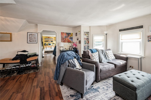 93 Edgewood Ave, Yonkers, NY 10704 - living area featuring wood finished floors and arched walkways