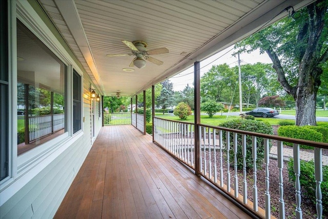 64 Mountainview Rd, Fishkill, NY 12524 - wooden porch featuring a ceiling fan