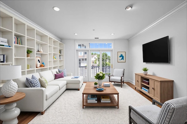 55 1st St Unit 207, Pelham, NY 10803 - living area featuring wood finished floors and recessed lighting