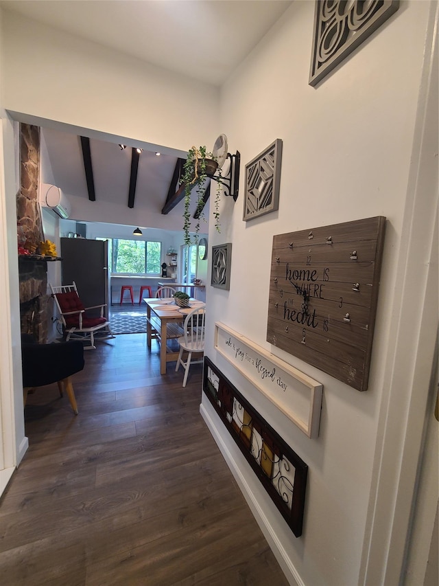 39 E James Ave, Smallwood, NY 12778 - hall with dark wood-type flooring and beam ceiling
