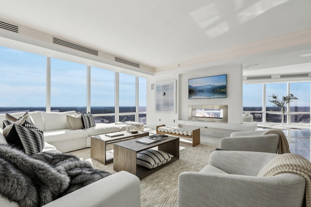 5 Renaissance Sq Unit Ph41G, White Plains, NY 10601 - living area featuring a glass covered fireplace