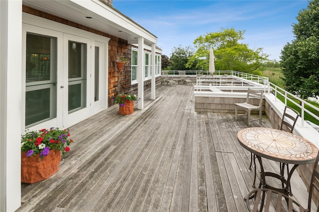 56 Tuthill Point Rd, East Moriches, NY 11940 - wooden deck featuring french doors