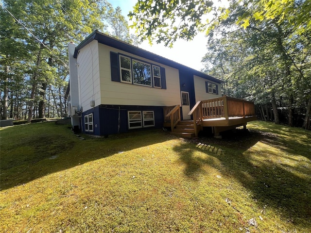 39 Hilltop Ln, Narrowsburg, NY 12764 - rear view of property featuring a wooden deck and a yard