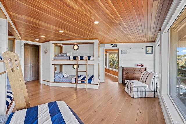 174 Dune Rd, Quogue, NY 11959 - living area featuring wooden ceiling, hardwood / wood-style flooring, wood walls, and recessed lighting