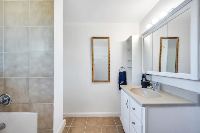 41 Meridian Rd, Levittown, NY 11756 - bathroom featuring vanity, tile patterned floors, and a bath