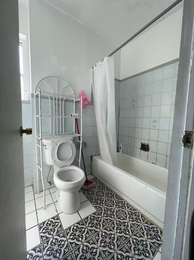 103-23 51st Ave, Corona, NY 11368 - full bathroom with shower / bath combo with shower curtain and tile patterned floors