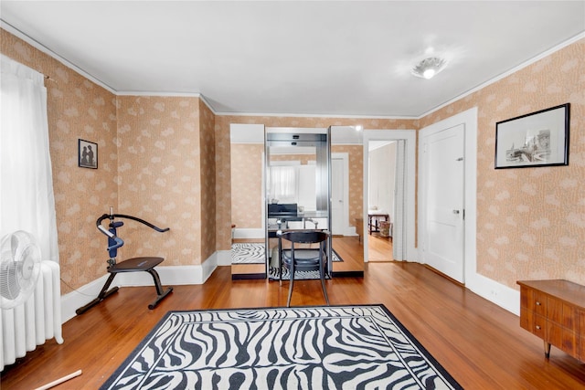 431 E Sidney Ave, Mount Vernon, NY 10553 - office space featuring wallpapered walls, wood finished floors, and crown molding