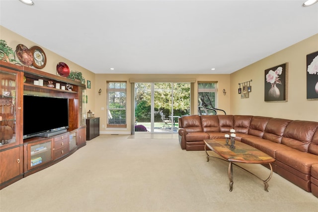 35 Monterrey Dr, Saint James, NY 11780 - living room featuring carpet floors and recessed lighting