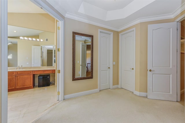 35 Monterrey Dr, Saint James, NY 11780 - hallway featuring light colored carpet and crown molding