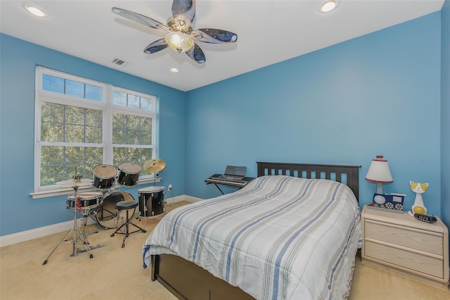 35 Monterrey Dr, Saint James, NY 11780 - carpeted bedroom with recessed lighting and a ceiling fan