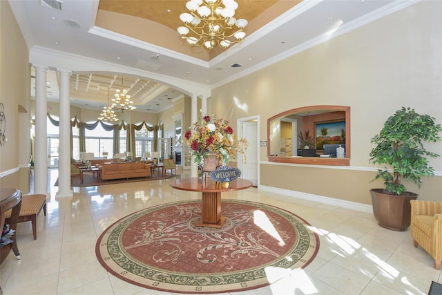 35 Monterrey Dr, Saint James, NY 11780 - common area with ornamental molding and a towering ceiling