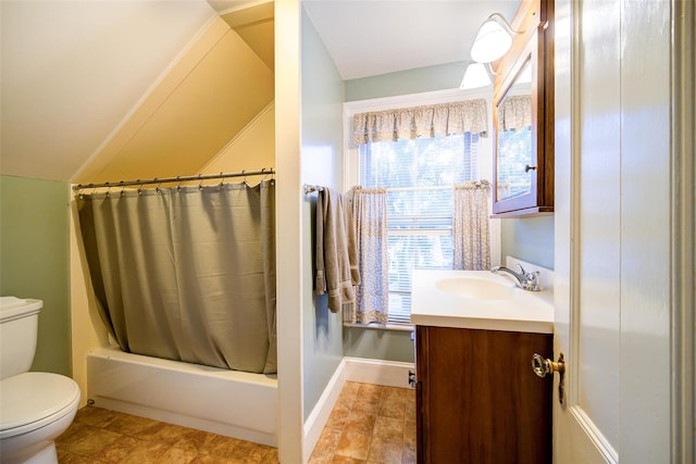 12 Beechwood Ter, Poughkeepsie, NY 12601 - full bath featuring vanity, shower / bath combo with shower curtain, and lofted ceiling