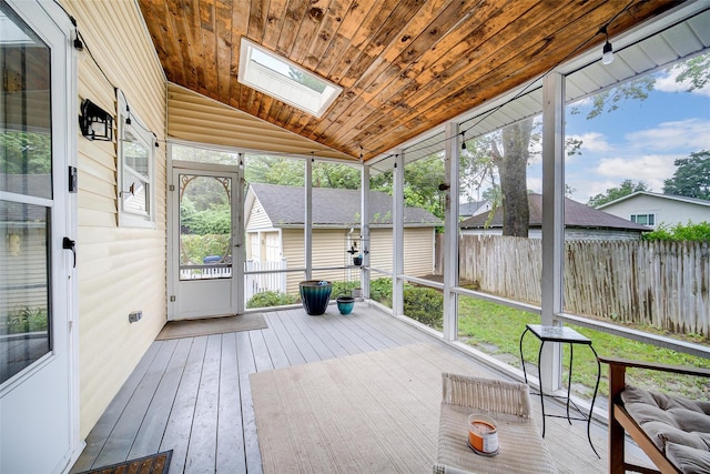 12 Beechwood Ter, Poughkeepsie, NY 12601 - unfurnished sunroom with vaulted ceiling and a skylight