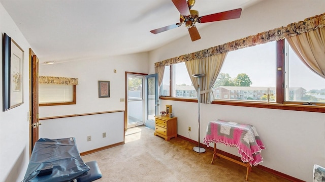1 Harbour Unit 1, Blue Point, NY 11715 - sitting room featuring lofted ceiling, carpet, and ceiling fan