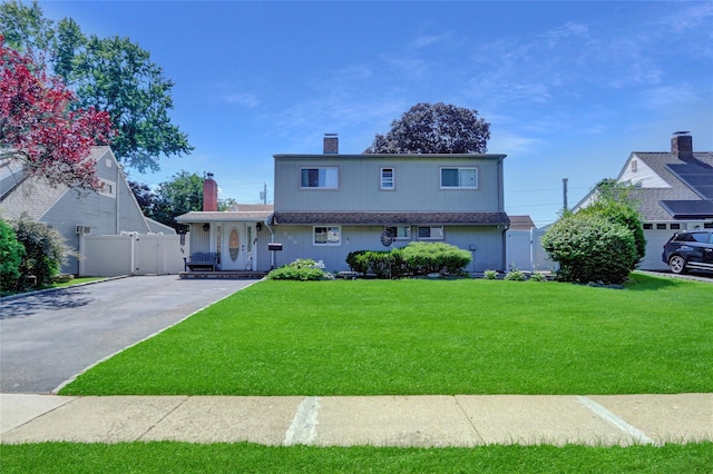 206 Friends Ln, Westbury, NY 11590 - view of front facade with a chimney and driveway