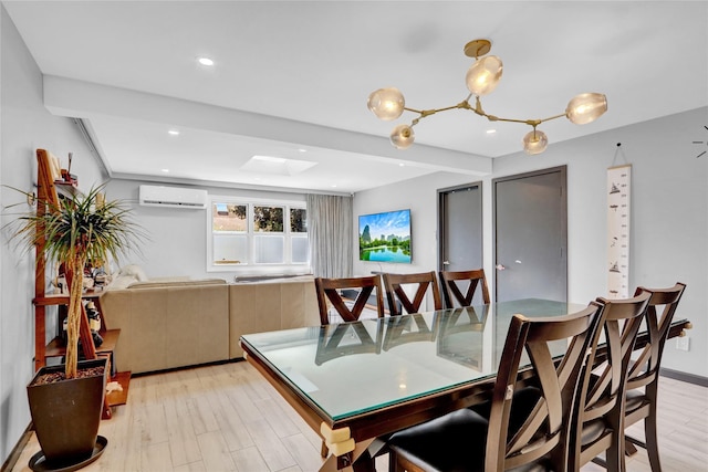 206 Friends Ln, Westbury, NY 11590 - dining area featuring a wall mounted AC and recessed lighting