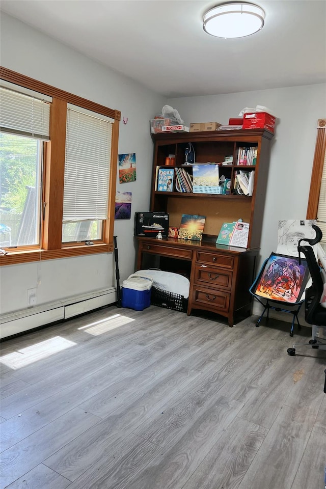 190 Springdale Dr, Ronkonkoma, NY 11779 - home office with a baseboard radiator and wood finished floors
