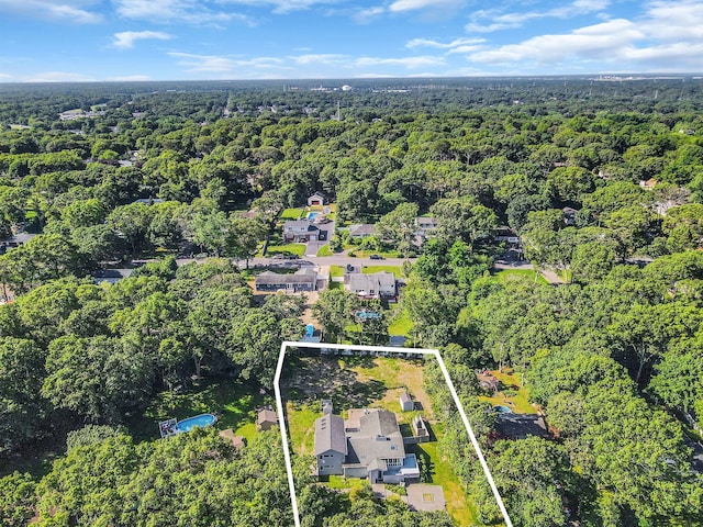 26 Liber Blvd, Farmingville, NY 11738 - aerial view of property and surrounding area featuring a heavily wooded area and property parcel outlined