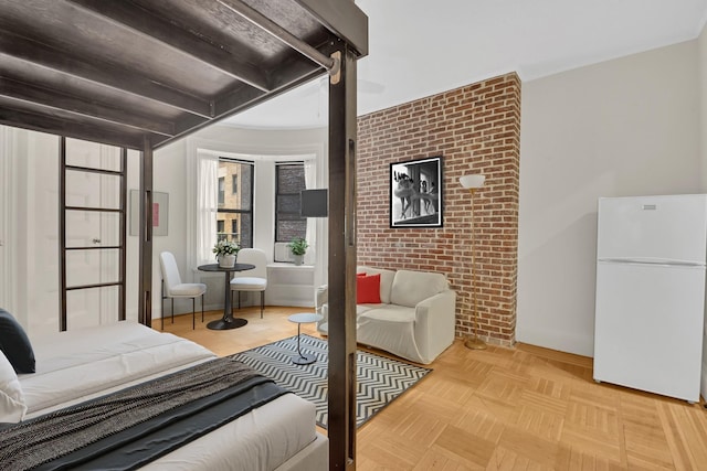 293 Riverside Dr Unit 4B, New York Manhattan, NY 10025 - bedroom with freestanding refrigerator