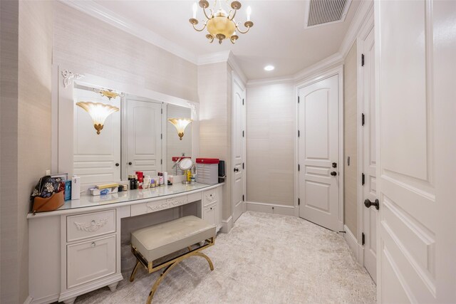 11 Black Rock Rd, Muttontown, NY 11545 - bathroom with ornamental molding, a chandelier, and recessed lighting