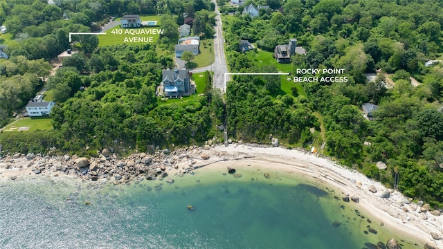 410 Aquaview Ave, East Marion, NY 11939 - aerial view of property's location with property parcel outlined and a nearby body of water