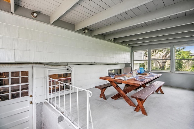 337 Atlantic Ave, Massapequa Park, NY 11762 - sunroom with outdoor dining area and beamed ceiling