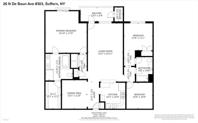 26 N De Baun Ave Unit 303, Suffern, NY 10901 - view of floor plan / room layout