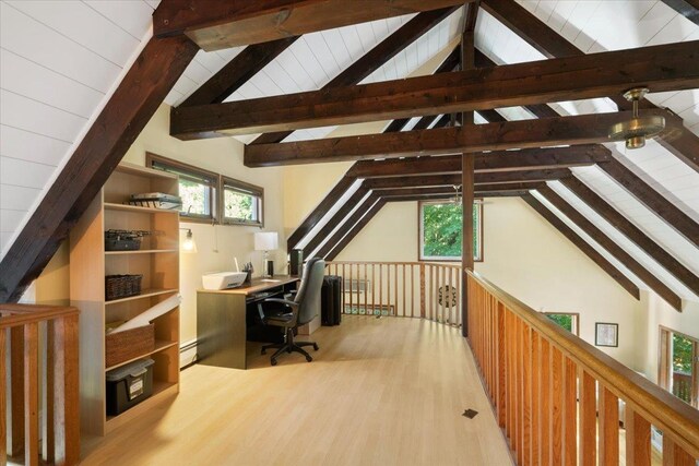 474 Swanson Dr, Thornwood, NY 10594 - office area with healthy amount of natural light, wood finished floors, and baseboard heating