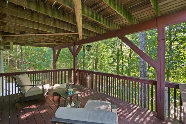 474 Swanson Dr, Thornwood, NY 10594 - wooden deck with a wooded view