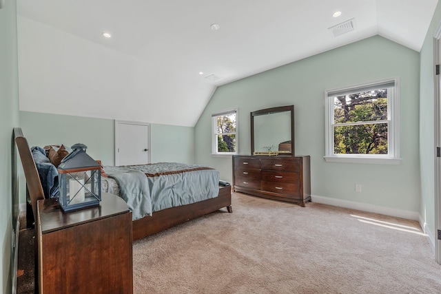246 Cadman Ave, Babylon, NY 11702 - bedroom featuring lofted ceiling, carpet, and recessed lighting