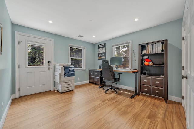 246 Cadman Ave, Babylon, NY 11702 - office area featuring light wood-style floors and recessed lighting