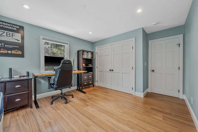 246 Cadman Ave, Babylon, NY 11702 - office area with light wood-style floors and recessed lighting