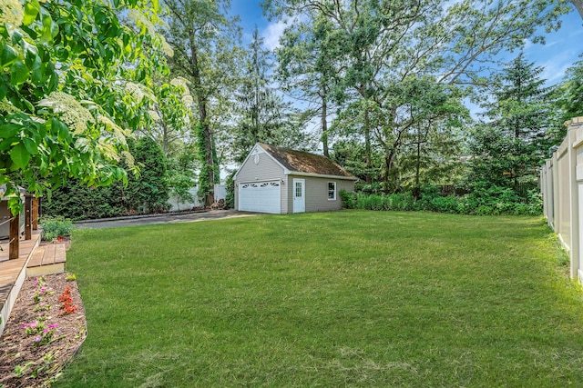 246 Cadman Ave, Babylon, NY 11702 - view of green lawn with a garage and an outbuilding
