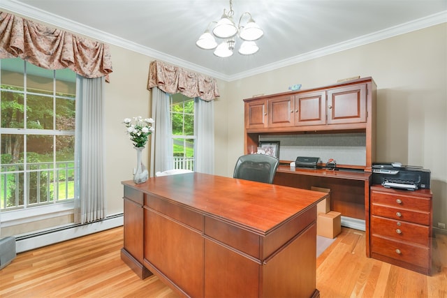 76 Warren St, Somers, NY 10589 - office featuring a chandelier, light wood finished floors, plenty of natural light, and crown molding