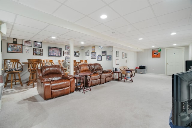 76 Warren St, Somers, NY 10589 - living room with carpet floors and a drop ceiling
