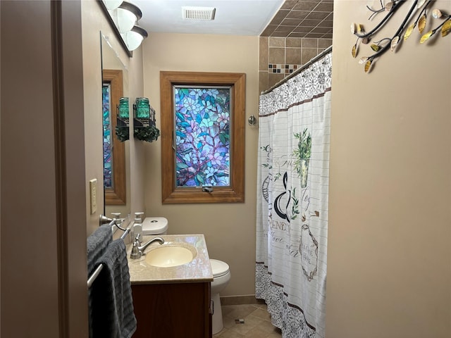 266 Adirondack Dr, Selden, NY 11784 - full bathroom with vanity, tile patterned floors, and a shower with curtain