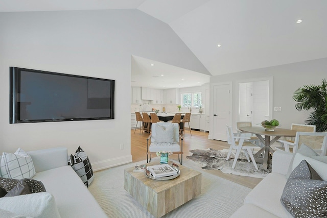 1 Devoe Rd, Armonk, NY 10504 - living area with light wood-style flooring, recessed lighting, and high vaulted ceiling