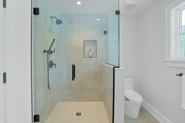 1 Devoe Rd, Armonk, NY 10504 - bathroom with a shower stall, plenty of natural light, and tile patterned flooring