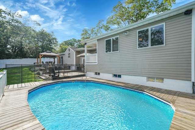 6 Sunrise Pl, Farmingville, NY 11738 - view of pool with a gazebo and a deck