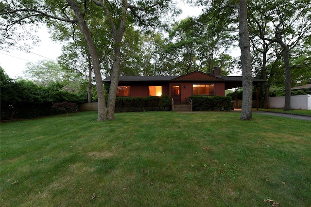 17 Hubbard Ln, Hampton Bays, NY 11946 - ranch-style home with a chimney and driveway