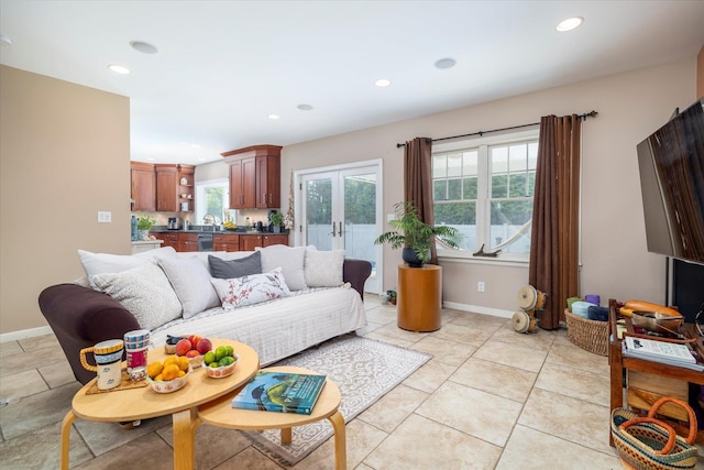 135 Flamingo St, Atlantic Beach, NY 11509 - living room with french doors and recessed lighting