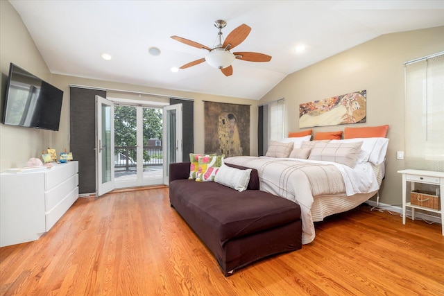 135 Flamingo St, Atlantic Beach, NY 11509 - bedroom featuring vaulted ceiling, access to outside, wood finished floors, and ceiling fan