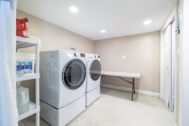 135 Flamingo St, Atlantic Beach, NY 11509 - laundry room with separate washer and dryer and recessed lighting
