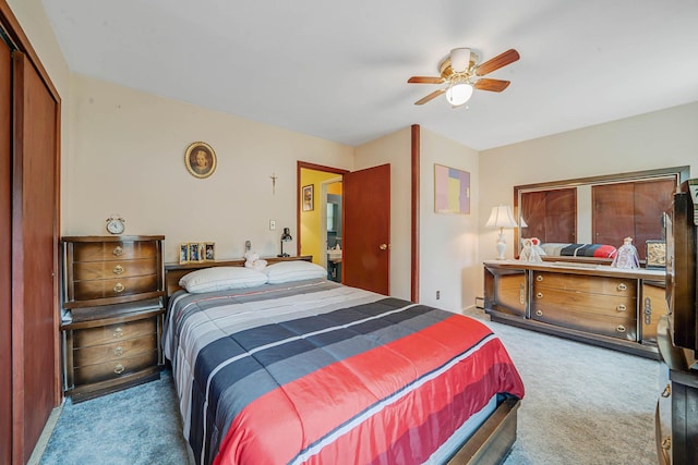 47 Tucker Dr, Bayport, NY 11705 - bedroom with carpet flooring, a ceiling fan, and a closet