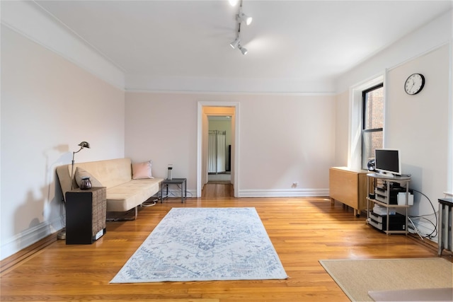 83-10 35th Ave Unit 5B, Jackson Heights, NY 11372 - living area with baseboards and wood finished floors