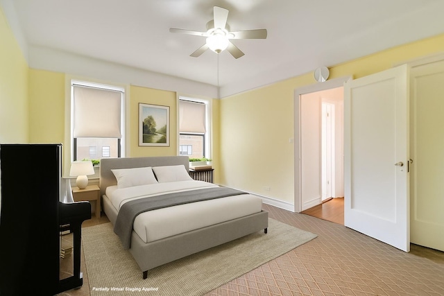 83-10 35th Ave Unit 5B, Jackson Heights, NY 11372 - bedroom with carpet floors and ceiling fan
